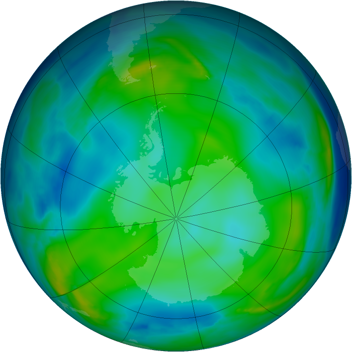 Antarctic ozone map for 21 June 2006